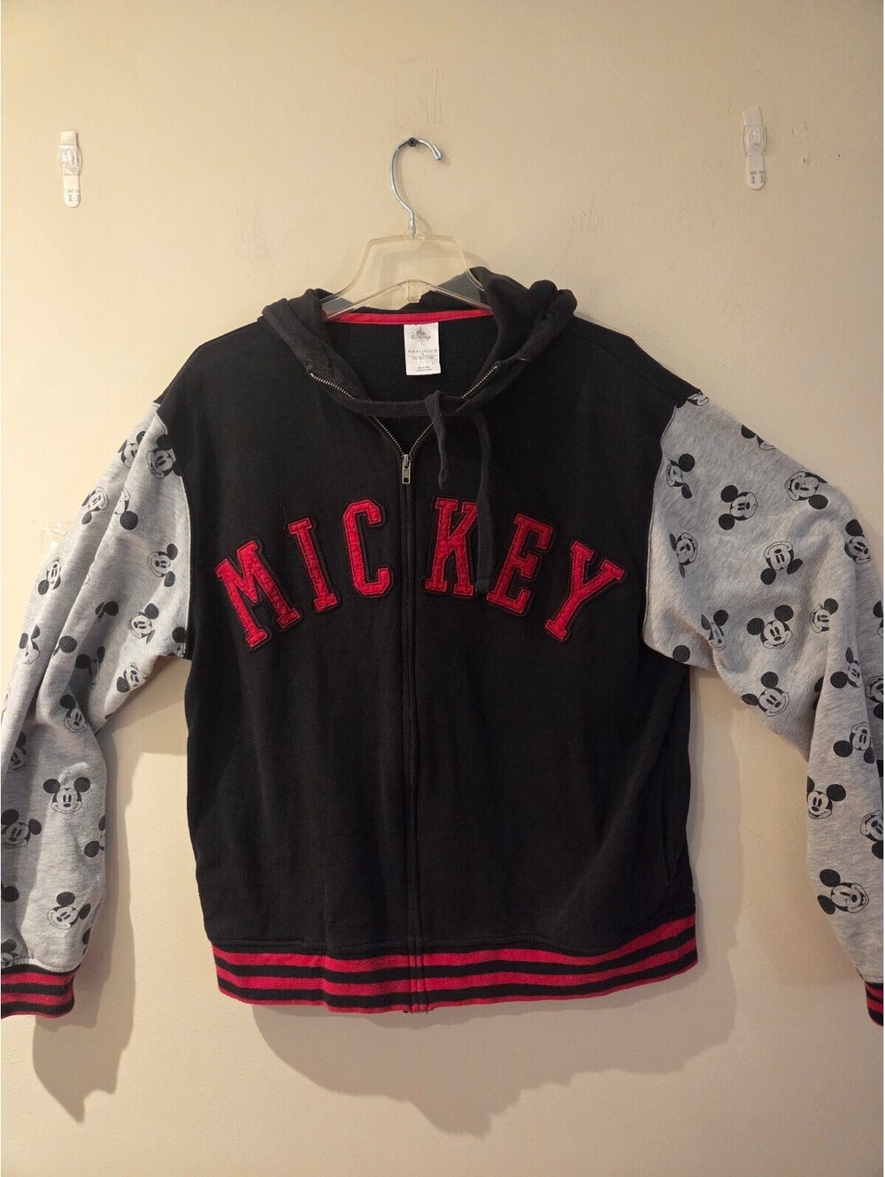 Disney Women's Full Zip Black/Red/Gray Hoodie Large